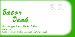 bator deak business card